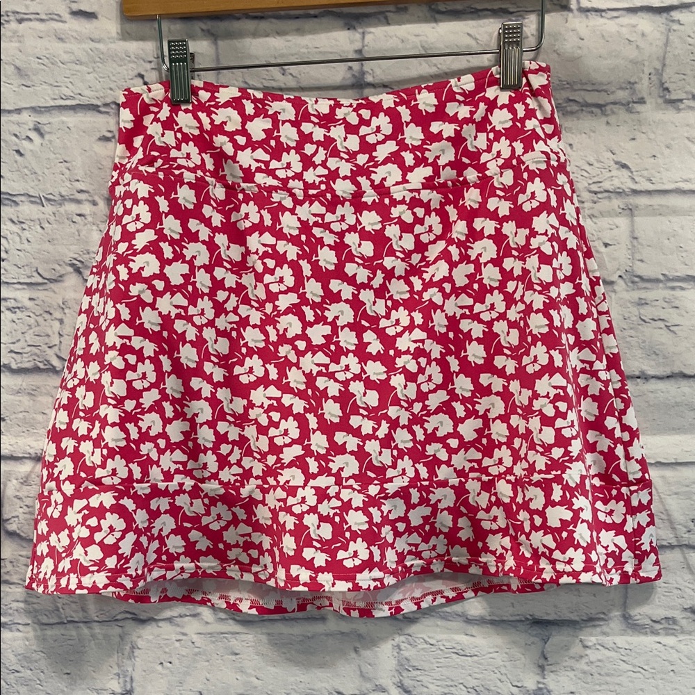 Golftini Skort w Flouncy Hem Floral Print Pink & White Size Medium